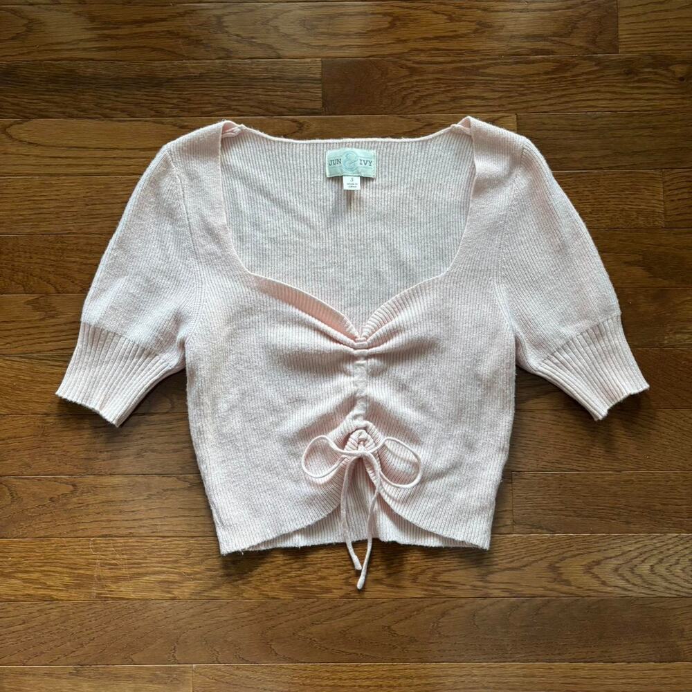Baby pink croquette top drawstring
